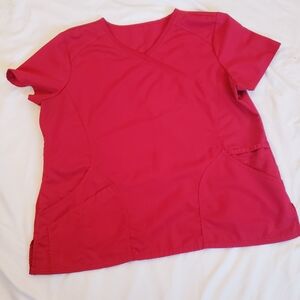 Women's XL Red V-Neck Scrub Top